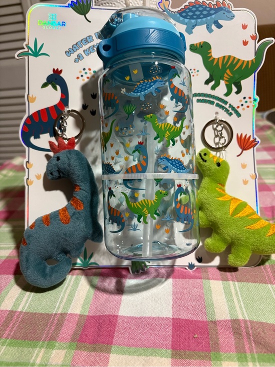 Danbar Other - Kids Dino Water Bottle with Plush Keychain Set - Blue